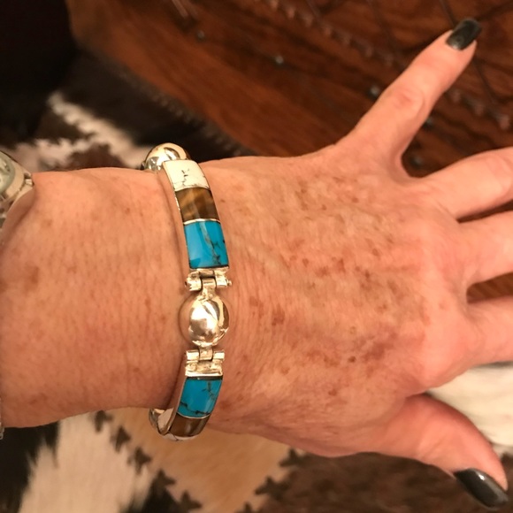 🤑VINTAGE SS MULTI GEMSTONE BRACELET - Picture 4 of 4